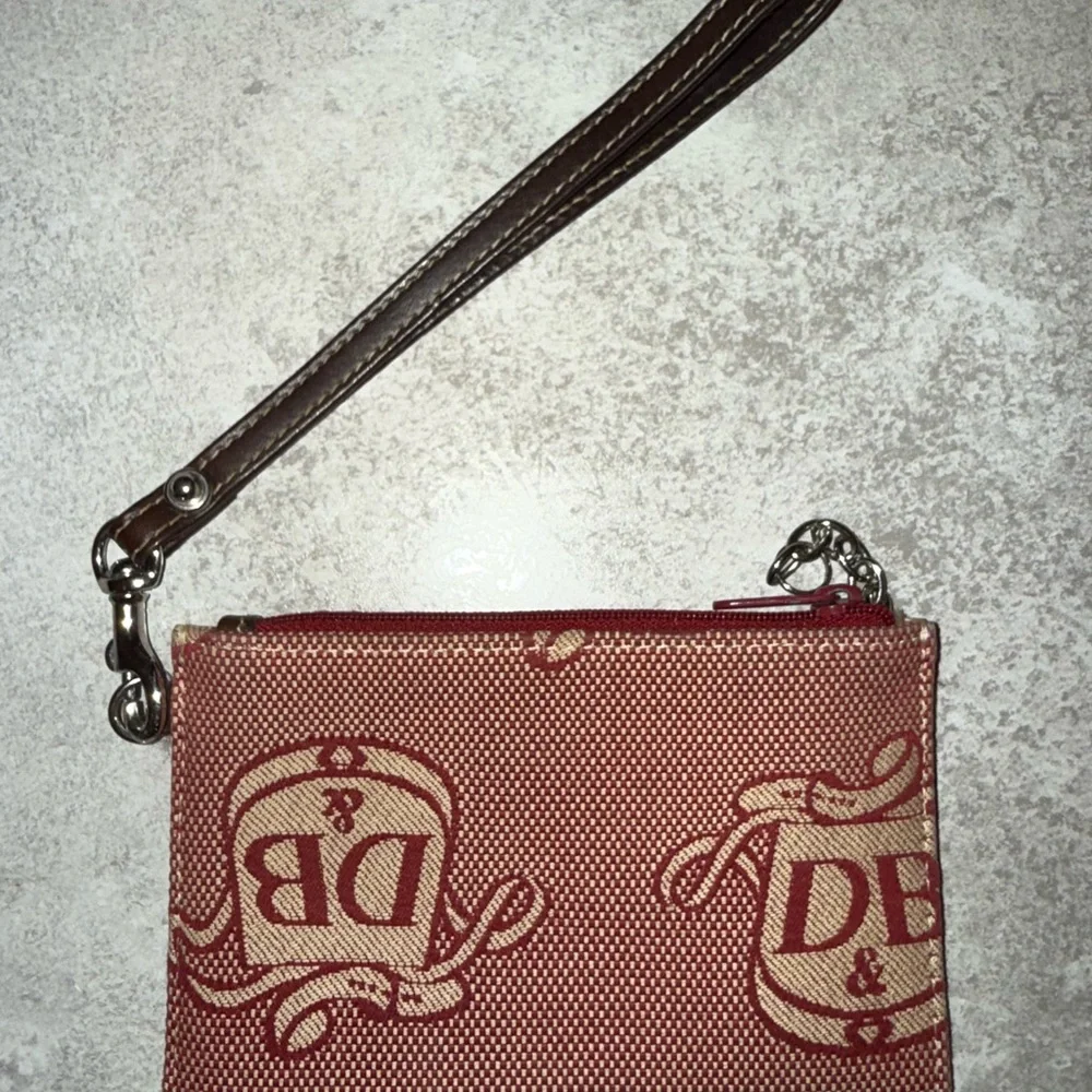Dooney and Burke Red and White Wristlet Pouch